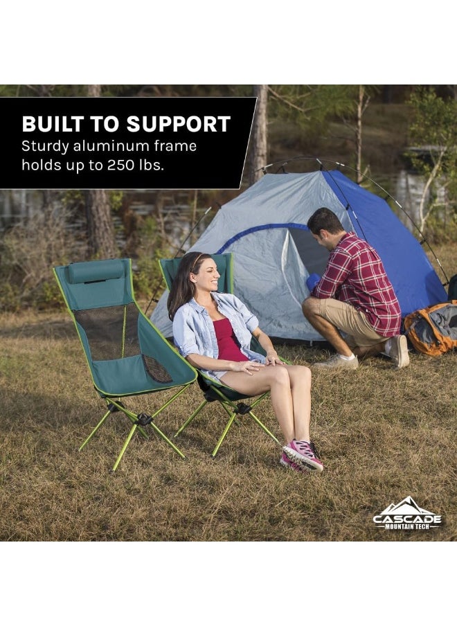 Cascade Mountain Tech Cascade Mountain Tech Outdoor High Back Lightweight Camp Chair with Headrest and Carry Case  - Image 5