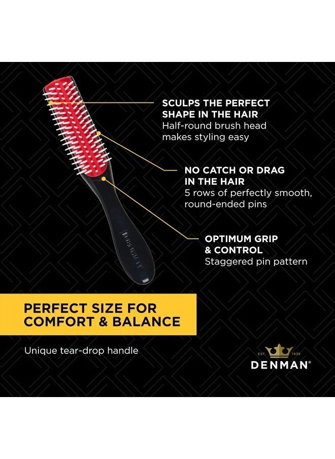 DENMAN - Classic Styling Brush 5 Row D14 - Hair Brush for Separating, Shaping &amp; Defining Curls - Blow-Drying, Styling &amp; Detangling Brush(MINI) - Black - Image 1