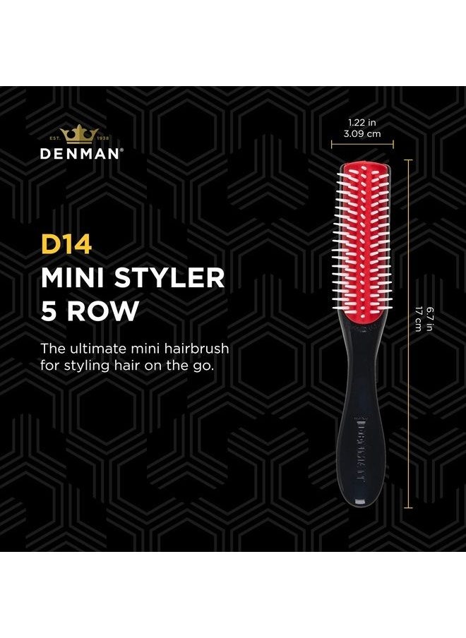 DENMAN - Classic Styling Brush 5 Row D14 - Hair Brush for Separating, Shaping &amp; Defining Curls - Blow-Drying, Styling &amp; Detangling Brush(MINI) - Black - Image 1