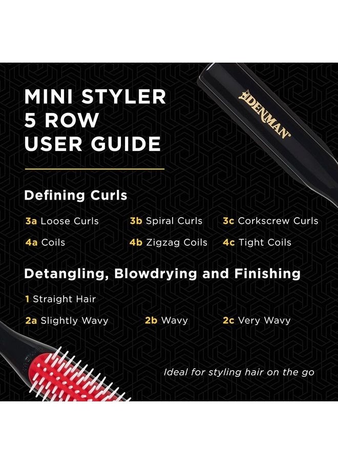 DENMAN - Classic Styling Brush 5 Row D14 - Hair Brush for Separating, Shaping &amp; Defining Curls - Blow-Drying, Styling &amp; Detangling Brush(MINI) - Black - Image 1