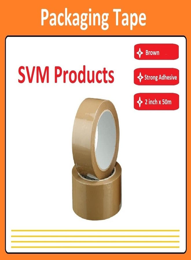 SVM Products شريط تغليف BOPP من منتجات SVM، 2 بوصة × 50 متر، لون بني فاتح (عبوة من قطعتين) - Image 3