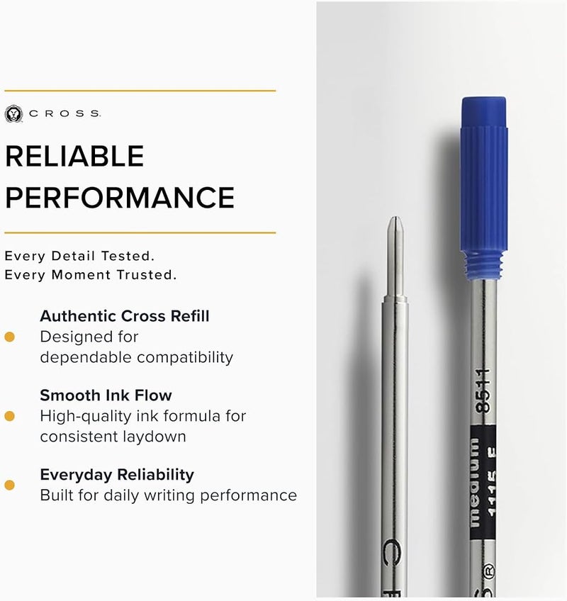 Cross 8511-2 Refills for Ballpoint Pens, Medium, Blue Ink, 2/Pack (85112) - Image 4