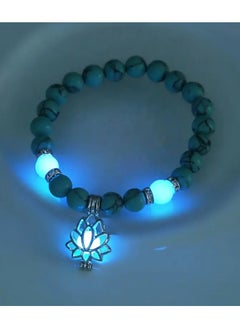 Home Clearance Sale 1pc Natural Stone Bracelet, Yoga Luminous Glow In The Dark Bracelet, Lotus Charm Beads Jewelry For Men Women Jewelry Gifts  - Image 1