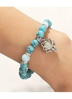 Home Clearance Sale 1pc Natural Stone Bracelet, Yoga Luminous Glow In The Dark Bracelet, Lotus Charm Beads Jewelry For Men Women Jewelry Gifts  - Image 2