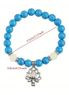 Home Clearance Sale 1pc Natural Stone Bracelet, Yoga Luminous Glow In The Dark Bracelet, Lotus Charm Beads Jewelry For Men Women Jewelry Gifts  - Image 5