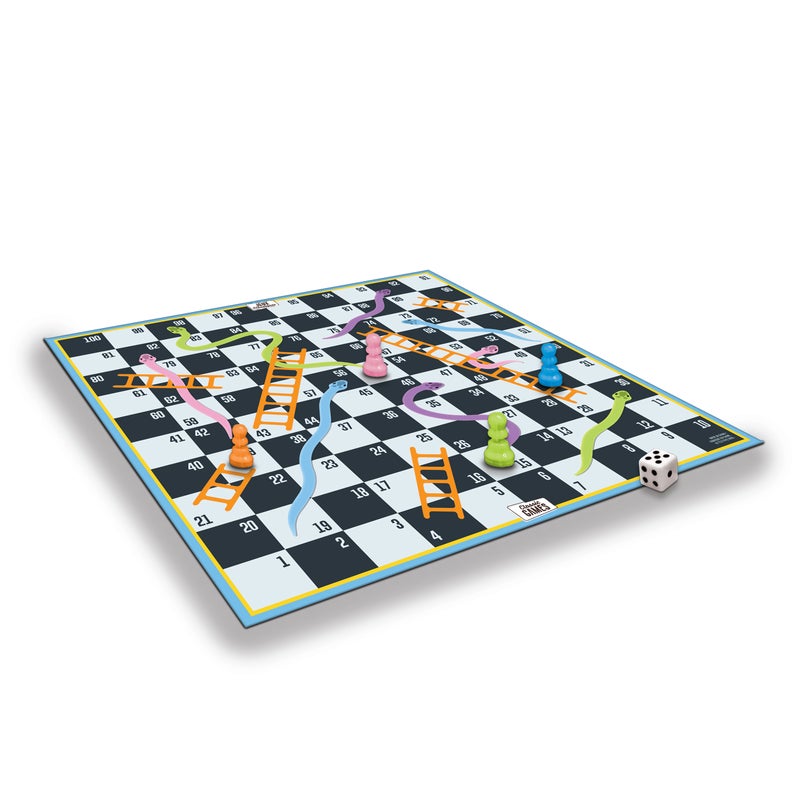 TCG Classic Games Snakes & Ladders Board Game, Linen-Finished Board, Ages 6+ - Image 2