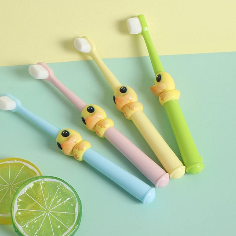 SECFOU 4pcs Soft Bristle Manual Toothbrush Set for Ages 2-10, Colorful Animal Design Teeth Cleaning Brush for Oral Care and Daily Use - Image 4