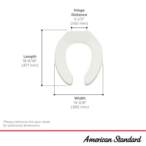 American Standard 5901100SS.020 Heavy-Duty Commercial Toilet Seat, White 2.13 in wide x 9.25 in tall x 17.88 in deep - Image 5