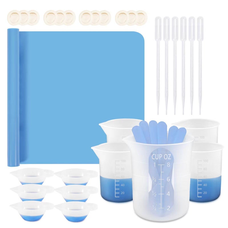 KISREL Silicone Measuring Cups for Resin Resin Supplies with 250100ml Silicone Cups Resin Mixing Cups Stir Sticks Epoxy Mixing Cup Molds