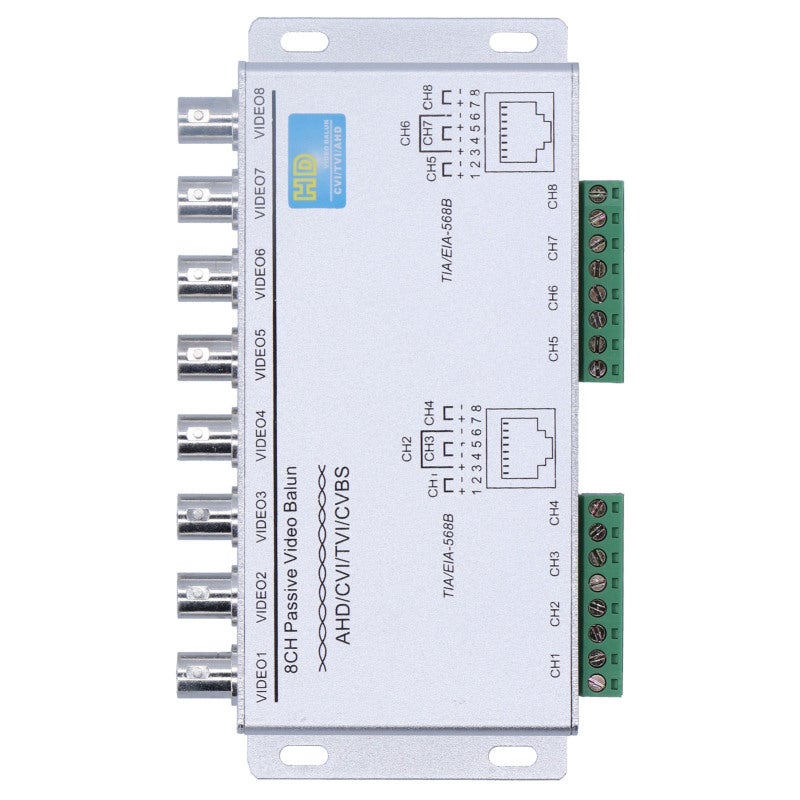 8 Channel Video Balun: Passive Signal Converter With 60dB Anti-Noise Surge Protection - HD Video Transmitter for Video Surveillance, Video Conferencing - Image 2