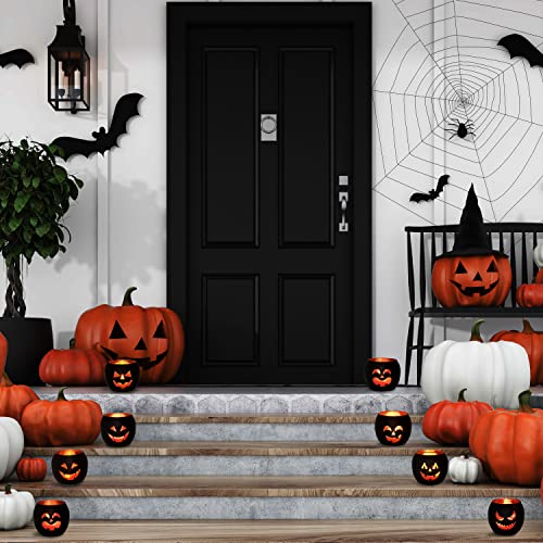 SHMILMH Halloween Table Decor Set of 6, Jack O Lanterns Black Glass Votive Tealight Candle Holders, Halloween Decorations Indoor Party Mantel Coffe Table Centerpiece Decor - Image 5
