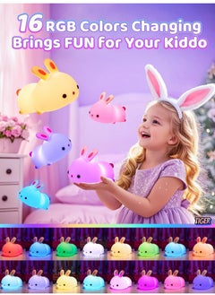 TIGER Cute Bunny Kids Night Light – Soft LED Bunny Lamp for Children, Dimmable & Rechargeable, Perfect for Bedrooms, Nursery, and Sleep, Ideal Gift for Toddlers & Babies  - Image 2