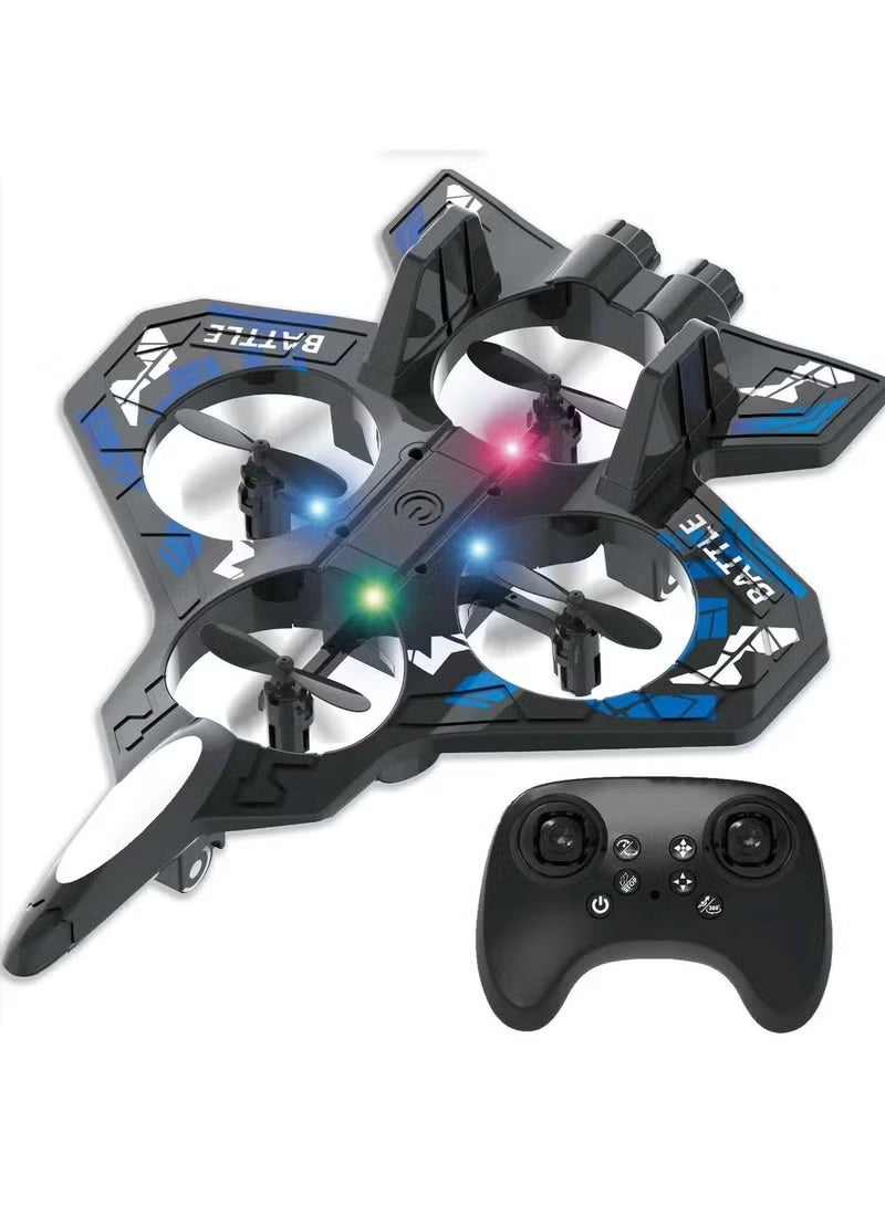 Mini Remote Control Drone – Fighter Jet Design – 4 Propellers – LED Lights – Wireless RC Aircraft for Indoor Play - Image 4