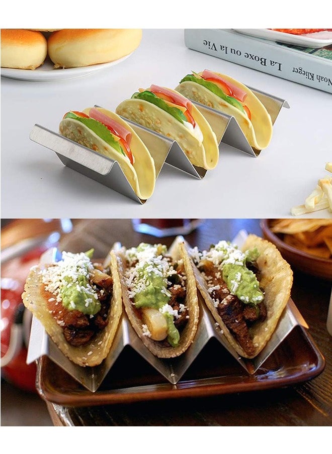 LENND Taco Holder Stand - Set of 4 - Oven & Grill Safe Stainless Steel Taco Racks With Handles - Fill & Serve Tacos With Ease - Taco Trays  - Image 5