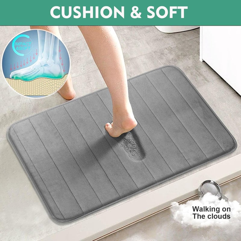 SKY-TOUCH حصيرتان للحمام 40x60 سم، حصيرة حمام من الفوم الذكي ناعمة ومريحة مع امتصاص عالي ومقاومة للانزلاق للاستحمام وحوض الاستحمام والأرضية - Image 3