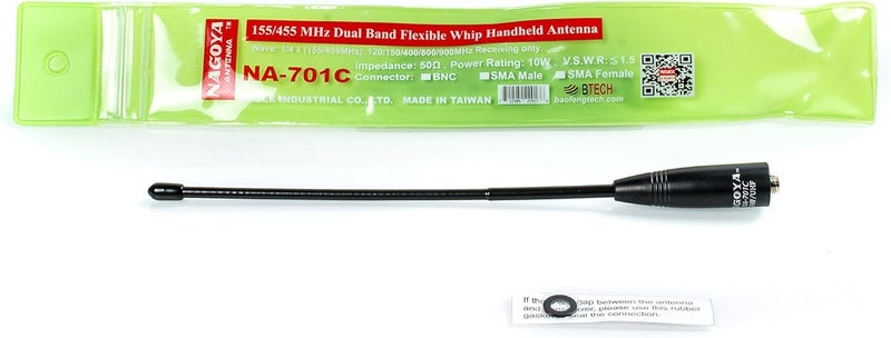 BTECH Authentic Genuine Nagoya NA-701C (Commercial Frequency Tuned) 8-Inch Whip VHF/UHF (155/455Mhz) Antenna SMA-Female for and BaoFeng Radios - Image 3