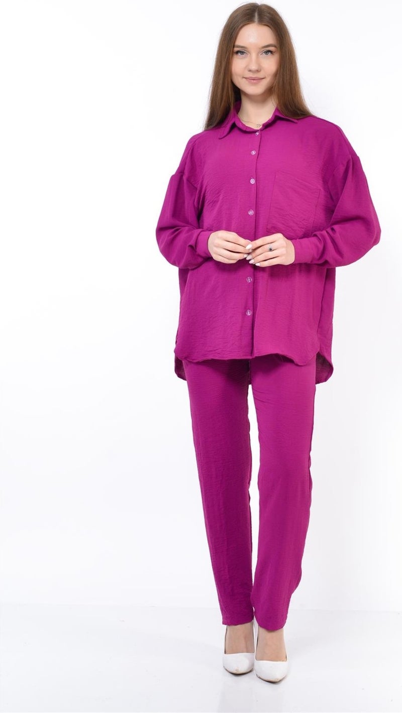 Nuseel Women Aerobin Shirt-Pants Bottom Top Two Piece Set Pomegranate Flower - Image 4