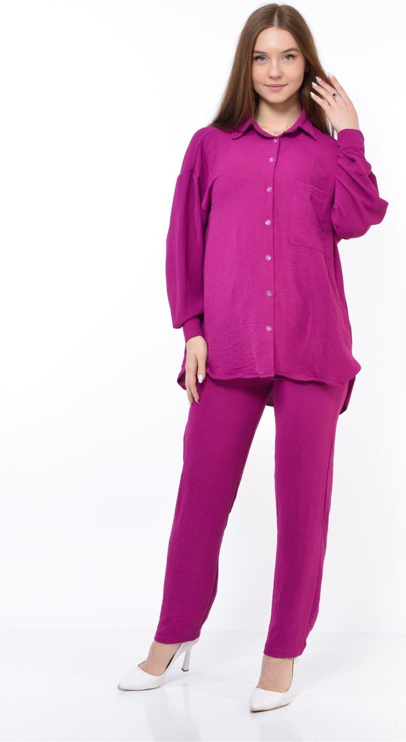 Nuseel Women Aerobin Shirt-Pants Bottom Top Two Piece Set Pomegranate Flower - Image 2