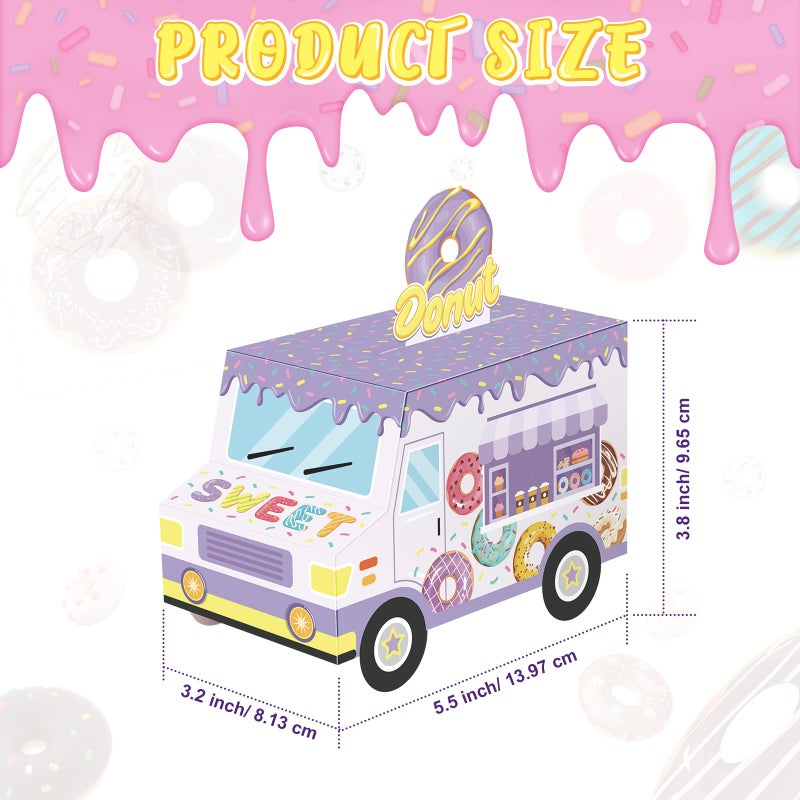 Seajan 24 Pcs Donut Party Favor Boxes - Sweet One Two Truck Treat Goodie Candy Gift Bags for Doughnut Grow Up Theme 1st 2nd Birthday Baby Shower Table Decorations Supplies for Guests - Image 2