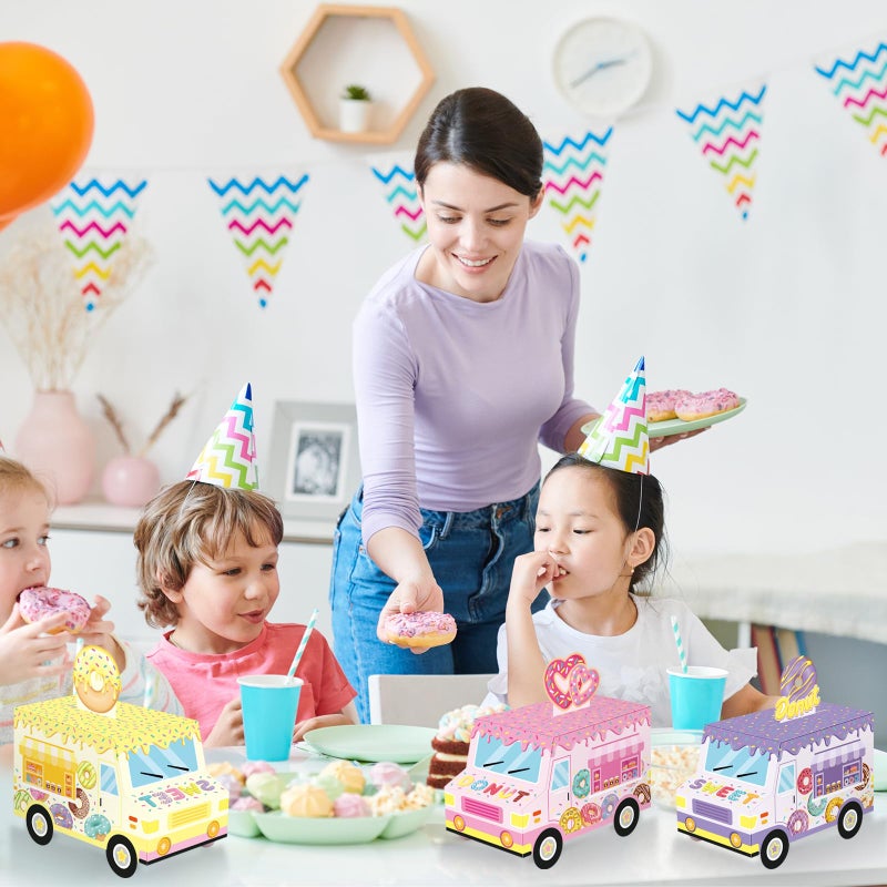 Seajan 24 Pcs Donut Party Favor Boxes - Sweet One Two Truck Treat Goodie Candy Gift Bags for Doughnut Grow Up Theme 1st 2nd Birthday Baby Shower Table Decorations Supplies for Guests - Image 5