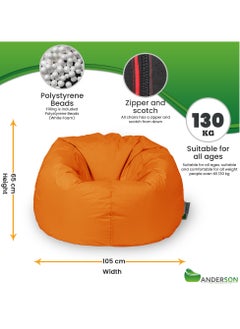 ANDERSON Anderson Large Waterproof Comfortable Bean Bag Relaxing Chair Orange Colour  - Image 5