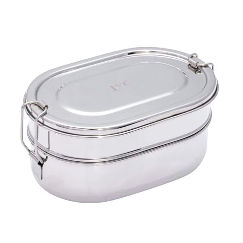 JVL Stainless Steel 2 Tier Lunch Box (Capsule, Large) - Image 1