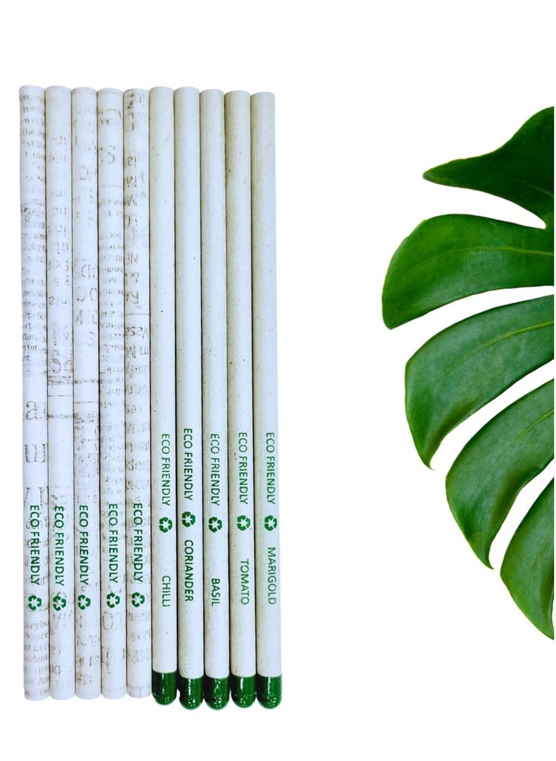 PIYAS PLANET Piyas Planet Ecofriendly Plantable Seed Pencils Pack of 5 Seed Pencil and 5 Newspaper Pencil  - Image 2