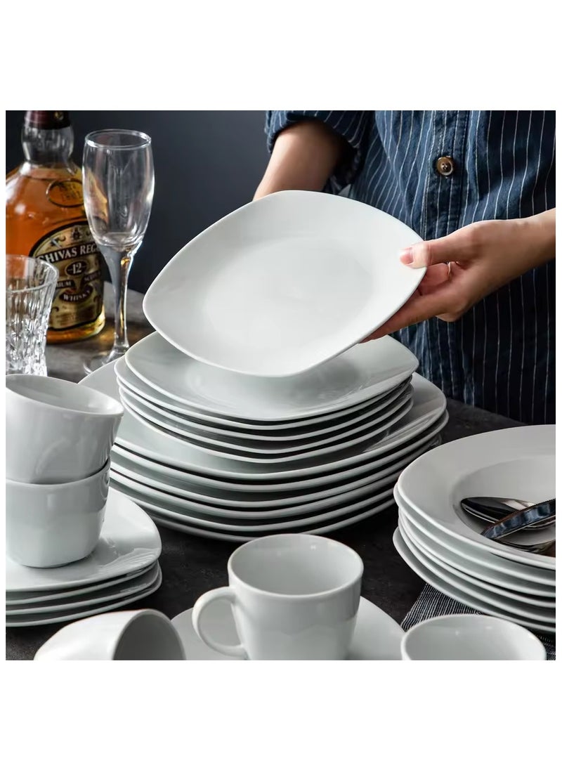 La Opala QUADRA 44-Piece Opal Dinnerware Set – Square Plates, Service for 6 – Elegant White Dish Set – Oven & Microwave Safe – Durable & Lightweight Dinner Plates & Bowls  - Image 3