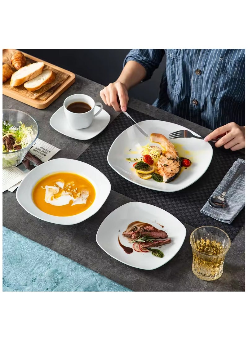 La Opala QUADRA 44-Piece Opal Dinnerware Set – Square Plates, Service for 6 – Elegant White Dish Set – Oven & Microwave Safe – Durable & Lightweight Dinner Plates & Bowls  - Image 4