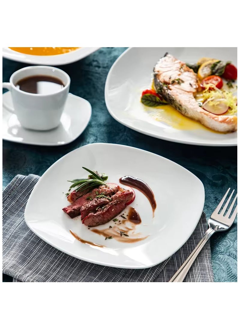 La Opala QUADRA 44-Piece Opal Dinnerware Set – Square Plates, Service for 6 – Elegant White Dish Set – Oven & Microwave Safe – Durable & Lightweight Dinner Plates & Bowls  - Image 5