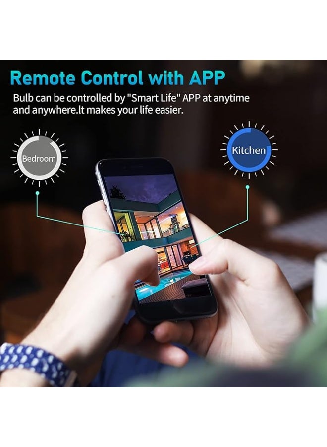 2 Pcs Smart Bulb，Smart Wifi And Bluetooth LED Bulb，E27 Remote Control Color，Multi Color Changing Dimmable，Timeable, Voice Controlled, Google, Yandex Alice - Image 4