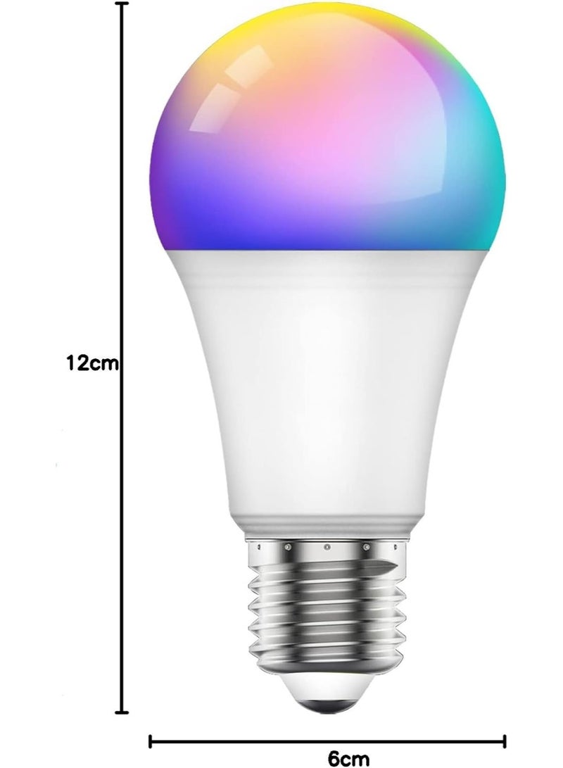 2 Pcs Smart Bulb，Smart Wifi And Bluetooth LED Bulb，E27 Remote Control Color，Multi Color Changing Dimmable，Timeable, Voice Controlled, Google, Yandex Alice - Image 2