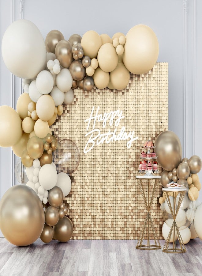 Kate Shimmer Wall Backdrop Champagne Gold Square Sequin Wall Panel Backdrop Decor for Wedding, Anniversary, Birthday, Party, 24 Panels - Image 1