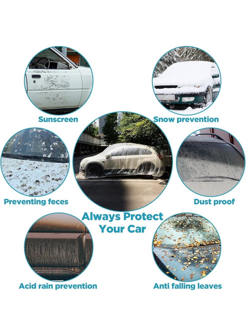 Car Cover Clear Plastic Car Cover, Waterproof Universal Rain Dust Garage Covers with Elastic Band, Cars Covers for Outdoor Snow/Rain Weather Protection (4m x 6.6m) - Image 4