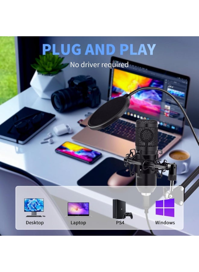 Arabest USB Condenser Microphone,Computer PC Microphone Kit with Adjustable Boom Arm Stand Shock Mount for YouTube Vocal Gaming Streaming  - Image 2
