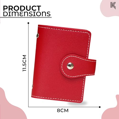 Kraptick 24 Slots Card Holder with 2 Compartments for Cash, Coin for Men and Women - Elegant and Versatile Card Organizer, Credit Cardholder, Card Case, Unisex Card Pouch (Red) - Image 4