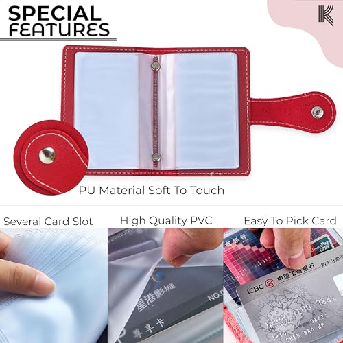 Kraptick 24 Slots Card Holder with 2 Compartments for Cash, Coin for Men and Women - Elegant and Versatile Card Organizer, Credit Cardholder, Card Case, Unisex Card Pouch (Red) - Image 5
