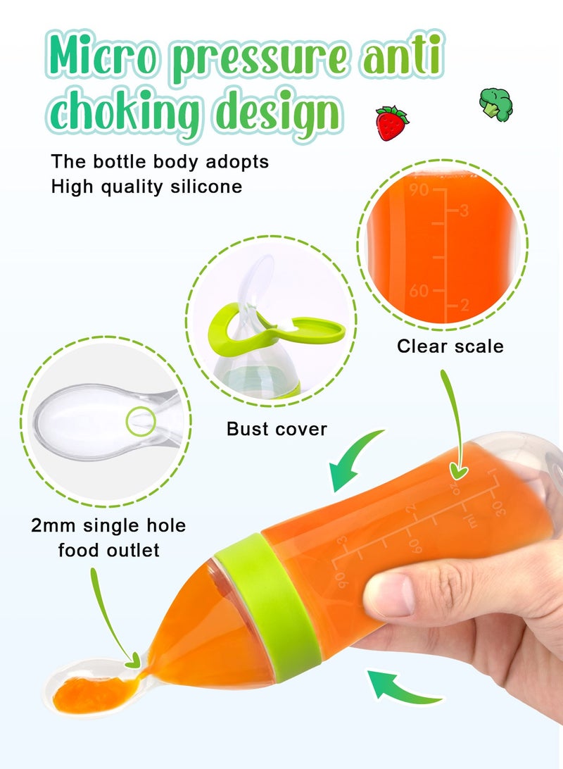URbazaar Baby Food Feeder, 2 Pack Baby Fruit Feeder Pacifier Fresh Food Feeder with 3 Sizes Silicone Pouches,1 Baby Feeding Spoons for Toddlers Infant  - Image 5