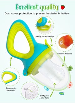 URbazaar Baby Food Feeder, 2 Pack Baby Fruit Feeder Pacifier Fresh Food Feeder with 3 Sizes Silicone Pouches,1 Baby Feeding Spoons for Toddlers Infant  - Image 3