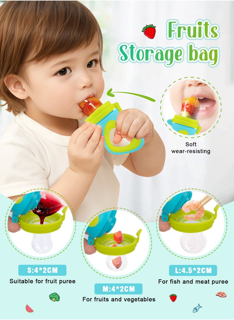 Baby Food Feeder, 2 Pack Baby Fruit Feeder Pacifier Fresh Food Feeder with 3 Sizes Silicone Pouches,1 Baby Feeding Spoons for Toddlers Infant - pzsku/Z4A83E176EFE1DEAACF09Z/45/_/1726650077/07c57afd-fe11-49fc-aef3-51e3dc76d789