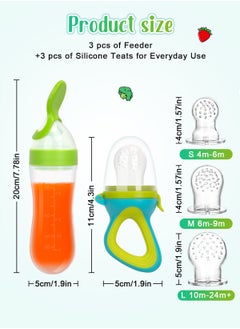 URbazaar Baby Food Feeder, 2 Pack Baby Fruit Feeder Pacifier Fresh Food Feeder with 3 Sizes Silicone Pouches,1 Baby Feeding Spoons for Toddlers Infant  - Image 2
