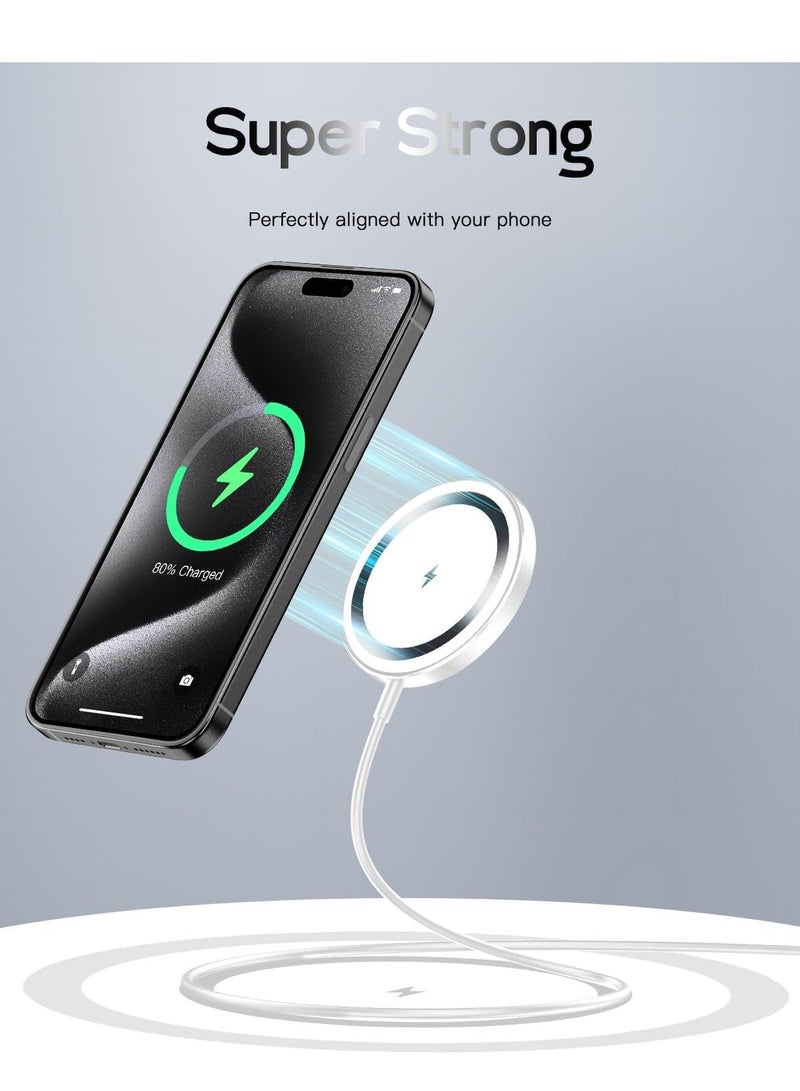 اكسيسن شاحن لاسلكي مغناطيسي متوافق مع سلسلة آيفون 15 و14 و13 و12، لوحة شحن سريع بقوة 15 واط (منفذ أبيض من النوع c) - Image 2