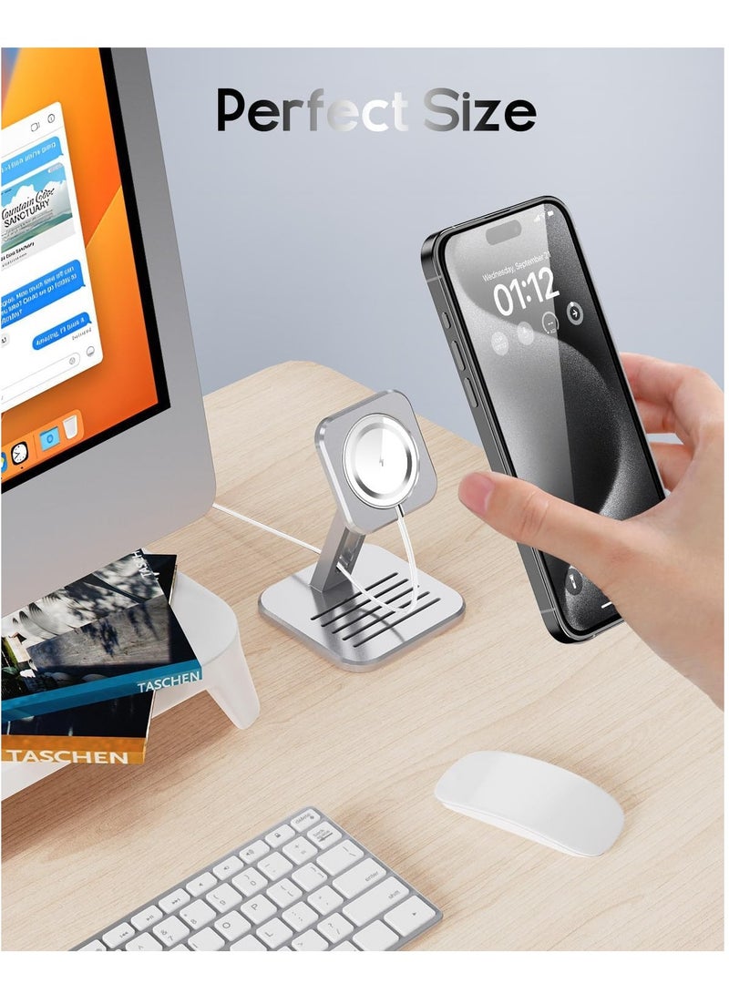 اكسيسن شاحن لاسلكي مغناطيسي متوافق مع سلسلة آيفون 15 و14 و13 و12، لوحة شحن سريع بقوة 15 واط (منفذ أبيض من النوع c) - Image 4