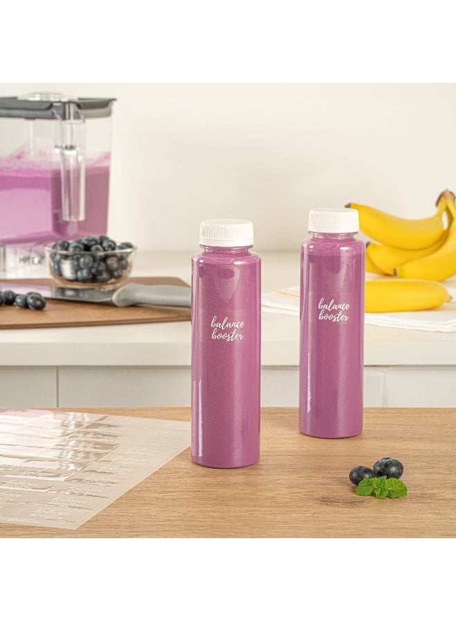 Restaurantware 1.9 x 1 Inch Balance Booster Juice Bottle Labels, 100 Self-Adhesive Labels For Bottles - Resists Condensation, For Drink Pouches, Clear With White Font Plastic Water-Resistant Labels - Image 3