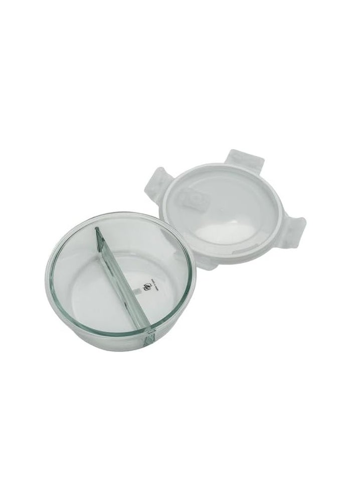 بي آند دي طقم أوعية خلط زجاجية من B&D، 5 قطع متداخلة للتخزين، زجاج شفاف مع حافة باللون الفيروزي، مزودة بأغطية - Image 4