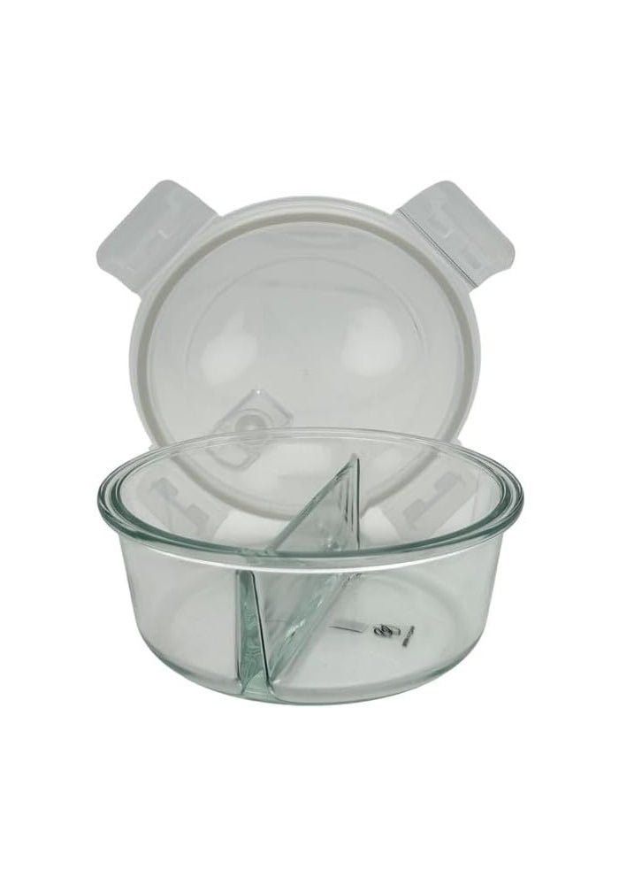 بي آند دي طقم أوعية خلط زجاجية من B&D، 5 قطع متداخلة للتخزين، زجاج شفاف مع حافة باللون الفيروزي، مزودة بأغطية - Image 3