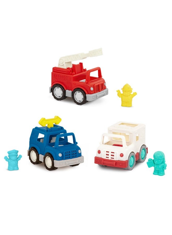 BATTAT - Wonder Wheels - Toy Emergency Vehicles - Ambulance, Police Car, Fire Truck - Rescue Set For Kids - Movable Parts - 1 Year + - Emergency Vehicles (Pack Of 3) - Image 1