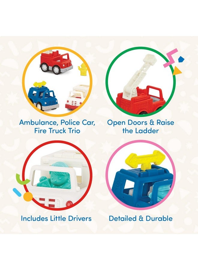 BATTAT - Wonder Wheels - Toy Emergency Vehicles - Ambulance, Police Car, Fire Truck - Rescue Set For Kids - Movable Parts - 1 Year + - Emergency Vehicles (Pack Of 3) - Image 2