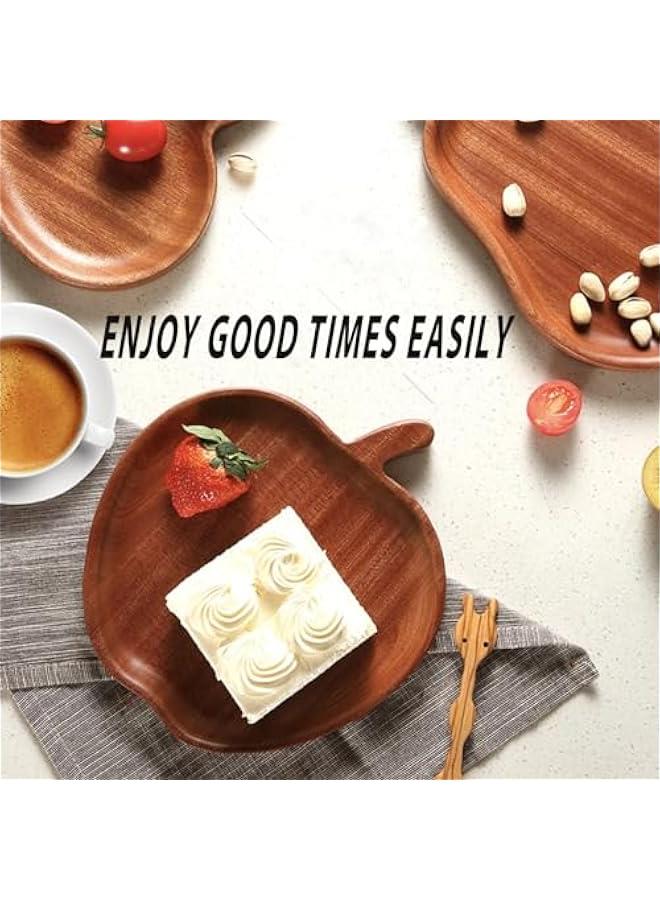 Premium Wenge Wood Serving Tray Collection - Multipurpose, Artisanal Tableware with Unique Shapes for Home Decor, Entertaining, and Organizing (Apple Delight Tray) - Image 4