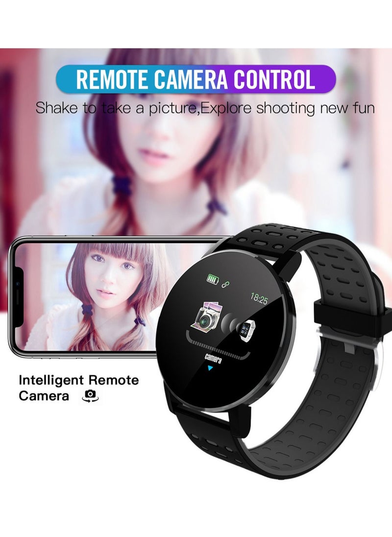 Generic - 119 Plus Bluetooth Smartwatch Fitness Smartwatch Bluetooth Smart Band with Heart Rate Check Multiple Exercise Modes Time Alarm Clock IPX67 Water-Resistant Sleep Tracking and more Black - Image 1